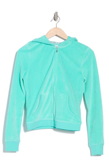 Juicy Couture Heritage Velour Zip-up Track Jacket In Bermudasky