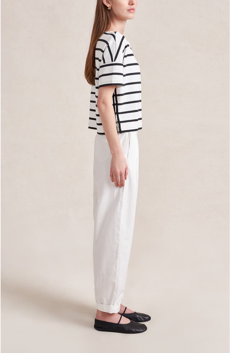 La Ligne Short Sleeve Breton Tee, Alternate, color, Ivory/Black