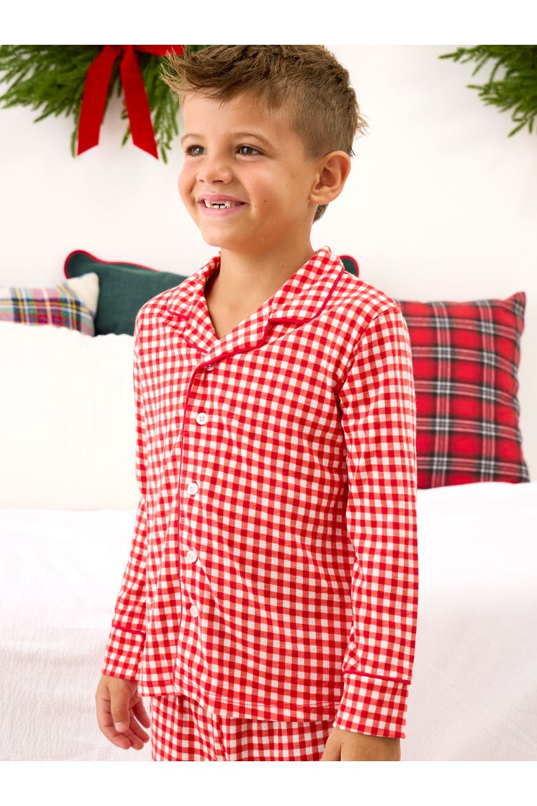 SoftSnooze Button Up Pajama Set, Alternate, color, Red & White Gingham