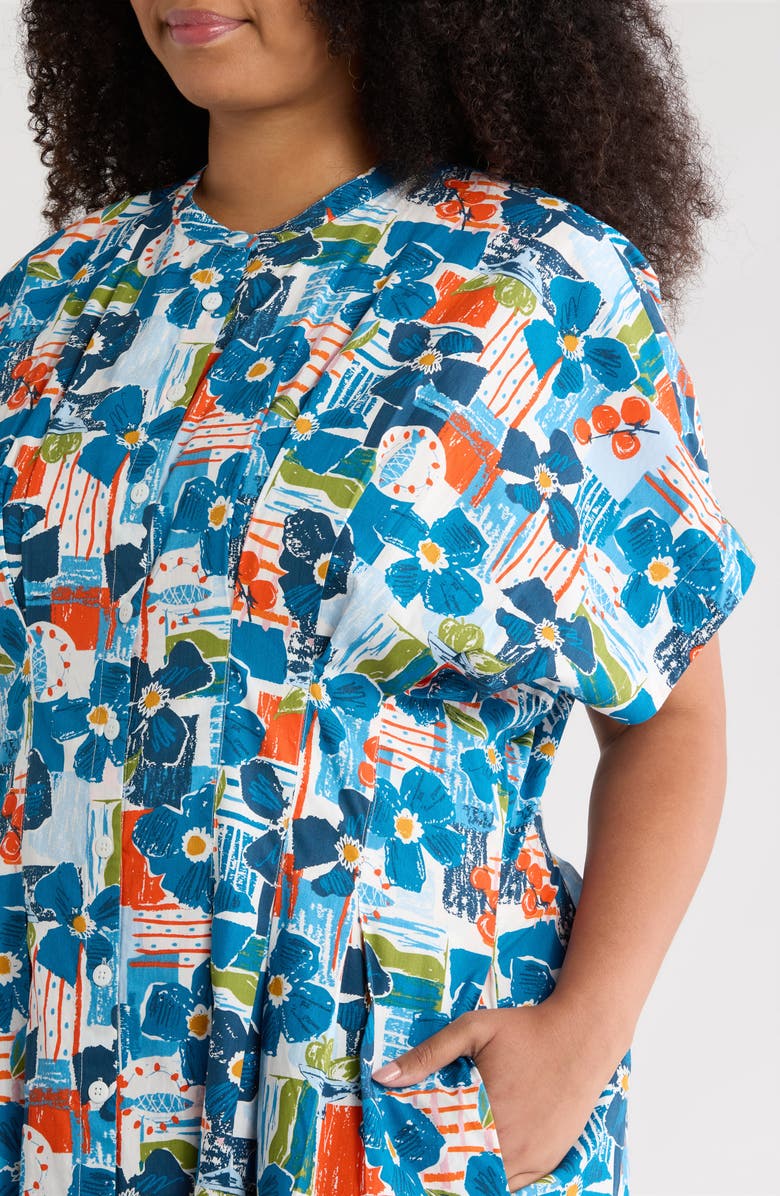 Seasalt Cornwall Lamorna Print Organic Cotton Midi Dress, Alternate, color, Table Sketch Chalk