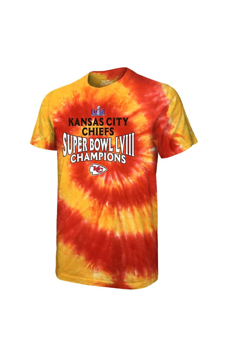 Majestic Threads Men's Majestic Threads Red Kansas City Chiefs Super Bowl LVIII Champions Soft Hand Tie-Dye T-Shirt, Alternate, color, 