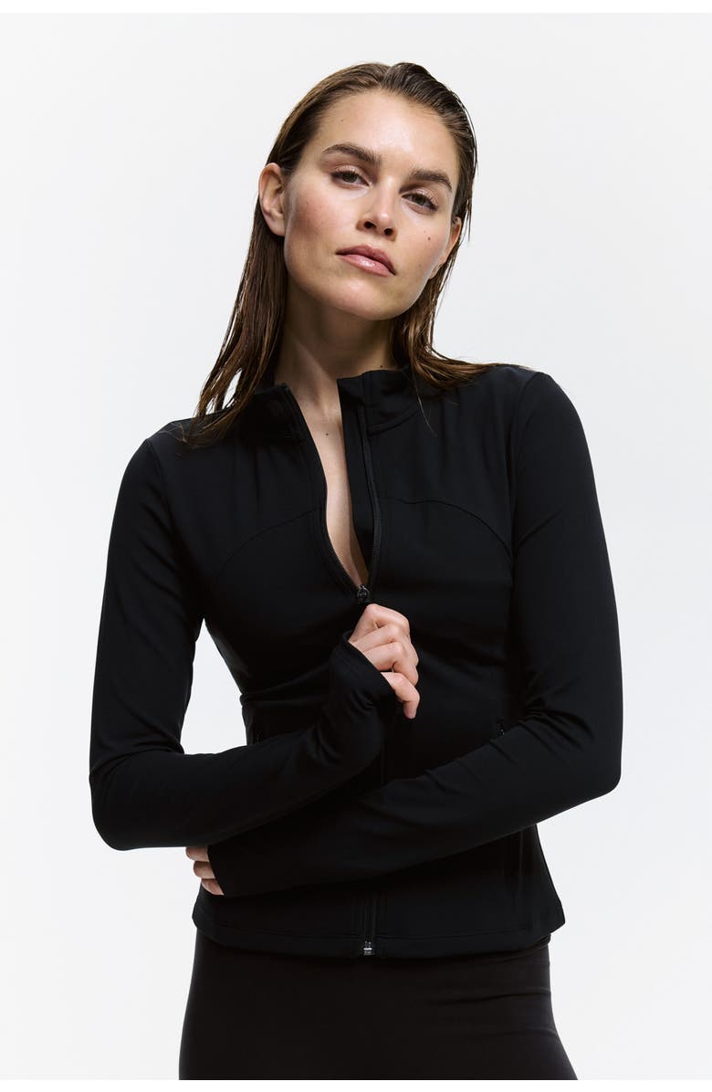 H&M Zip-through Sports Jacket With Softmove, Alternate, color, Black