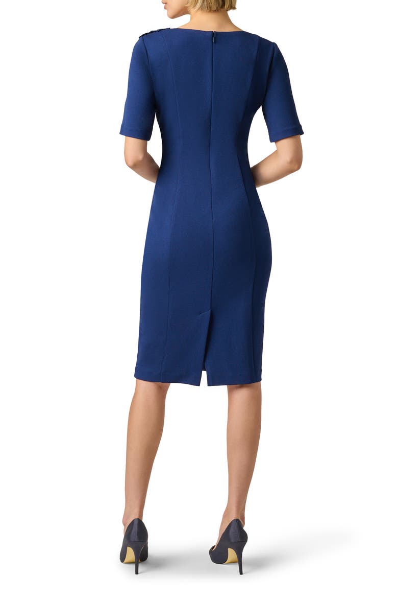 Floral Crepe Midi Dress, Alternate, color, NAVY SATEEN