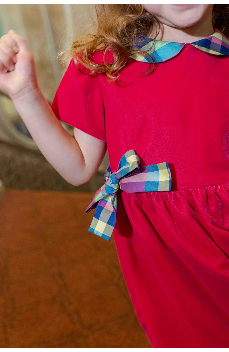 Florence Eiseman Velvet Dress With Side Bows, Alternate, color, Pink, Multicolor