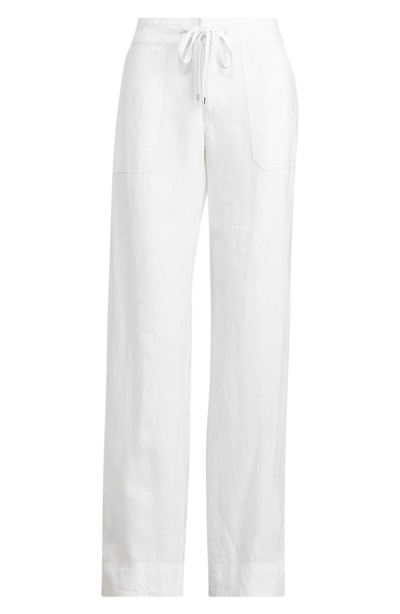 Lauren Ralph Lauren Wide Leg Linen Pants, Alternate, color, White