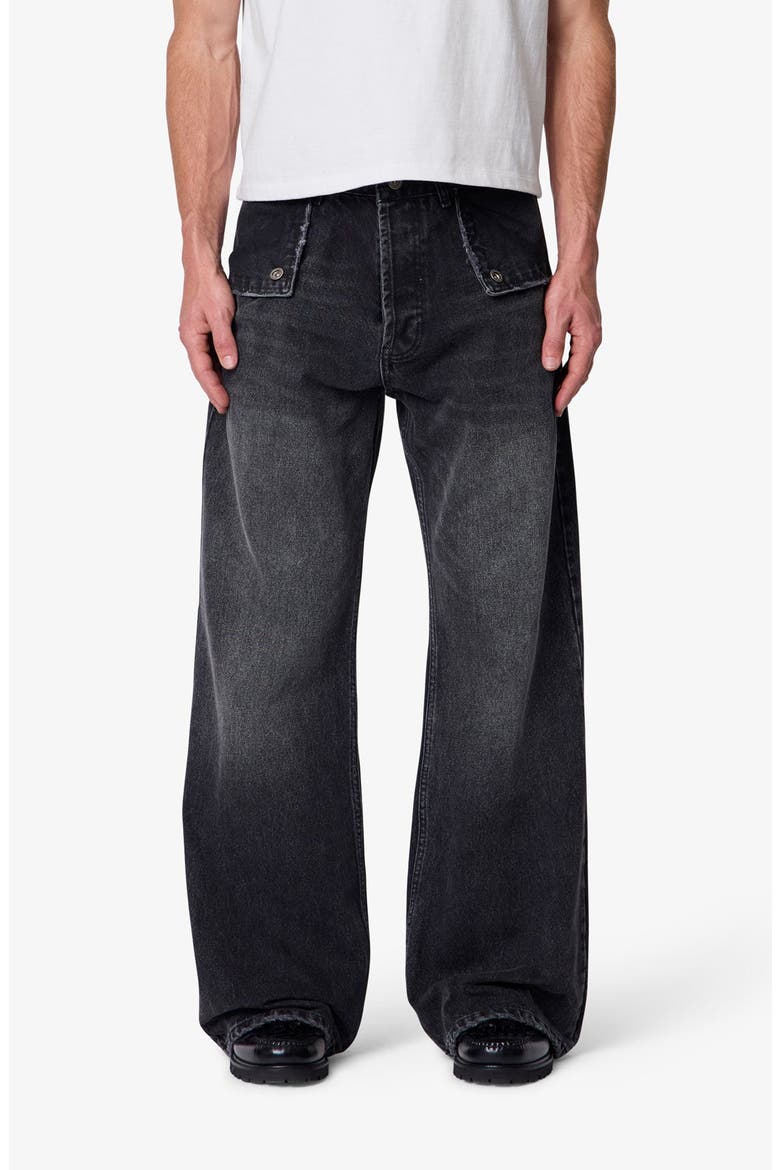 Mule Pocket Kick Flare Jeans, Main, color, WASHED BLACK