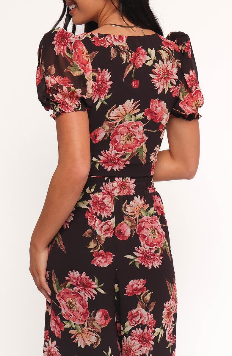 Petal & Pup Noel Floral Puff Sleeve Top, Alternate, color, Black Floral