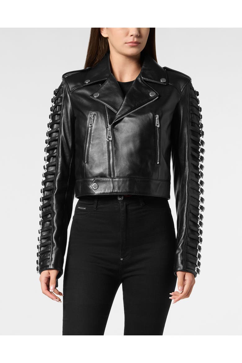 Leather Jacket Skull Women, Main, color, black