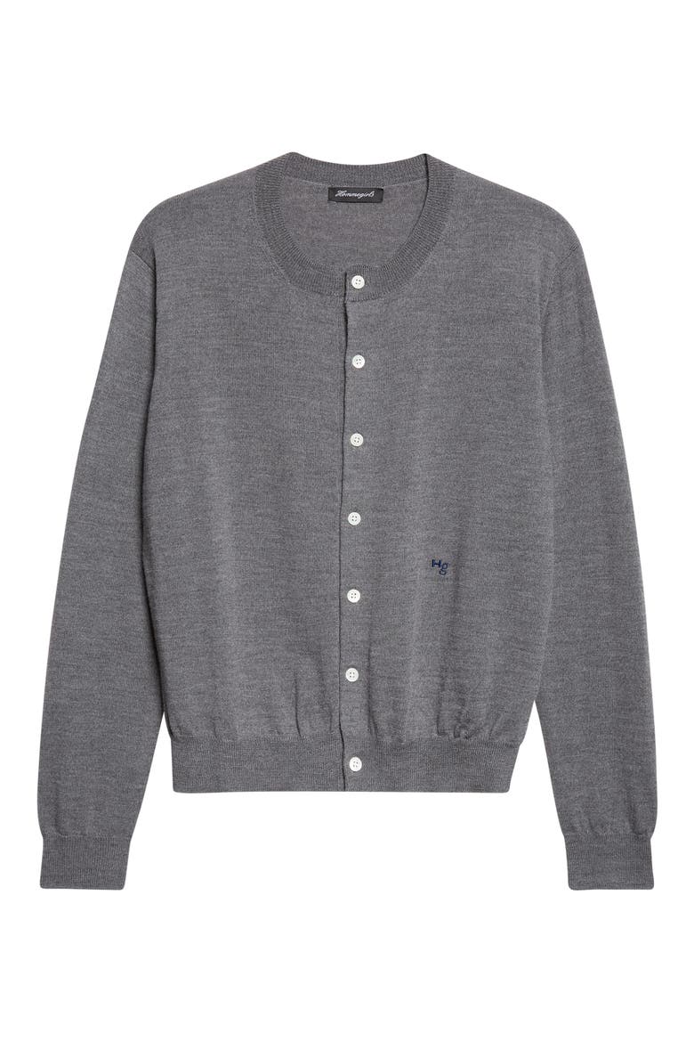 Wool Crewneck Cardigan, Main, color, HEATHER GREY