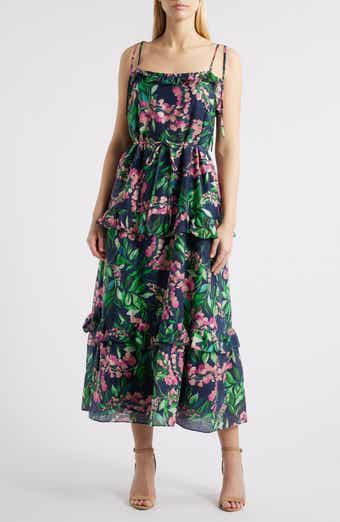 Julia Jordan Tie Strap Tiered Maxi Dress