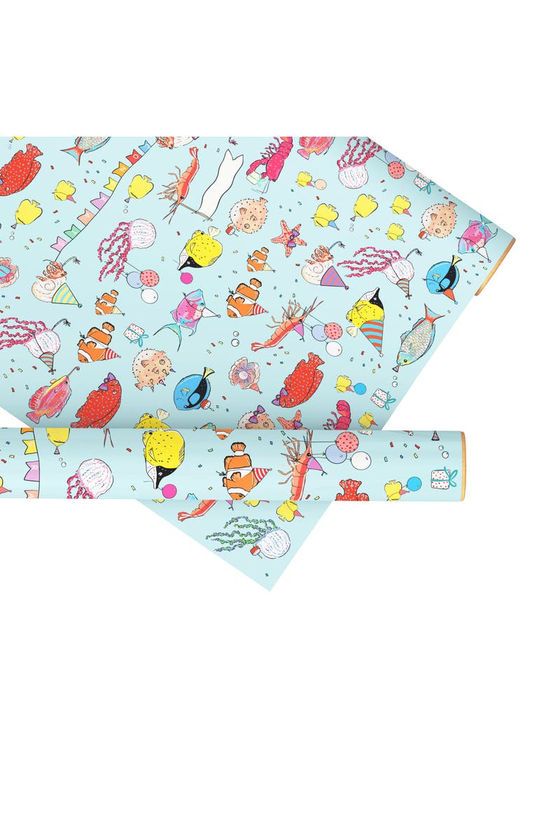 Eight Sheets Two-Sided "Reef Party" Heavyweight Gift Wrap, Main, color, Multicolored