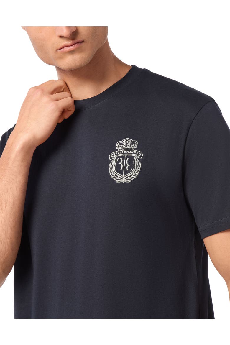 Embroidered Round Neck T-Shirt Crest Men, Alternate, color, darkblue