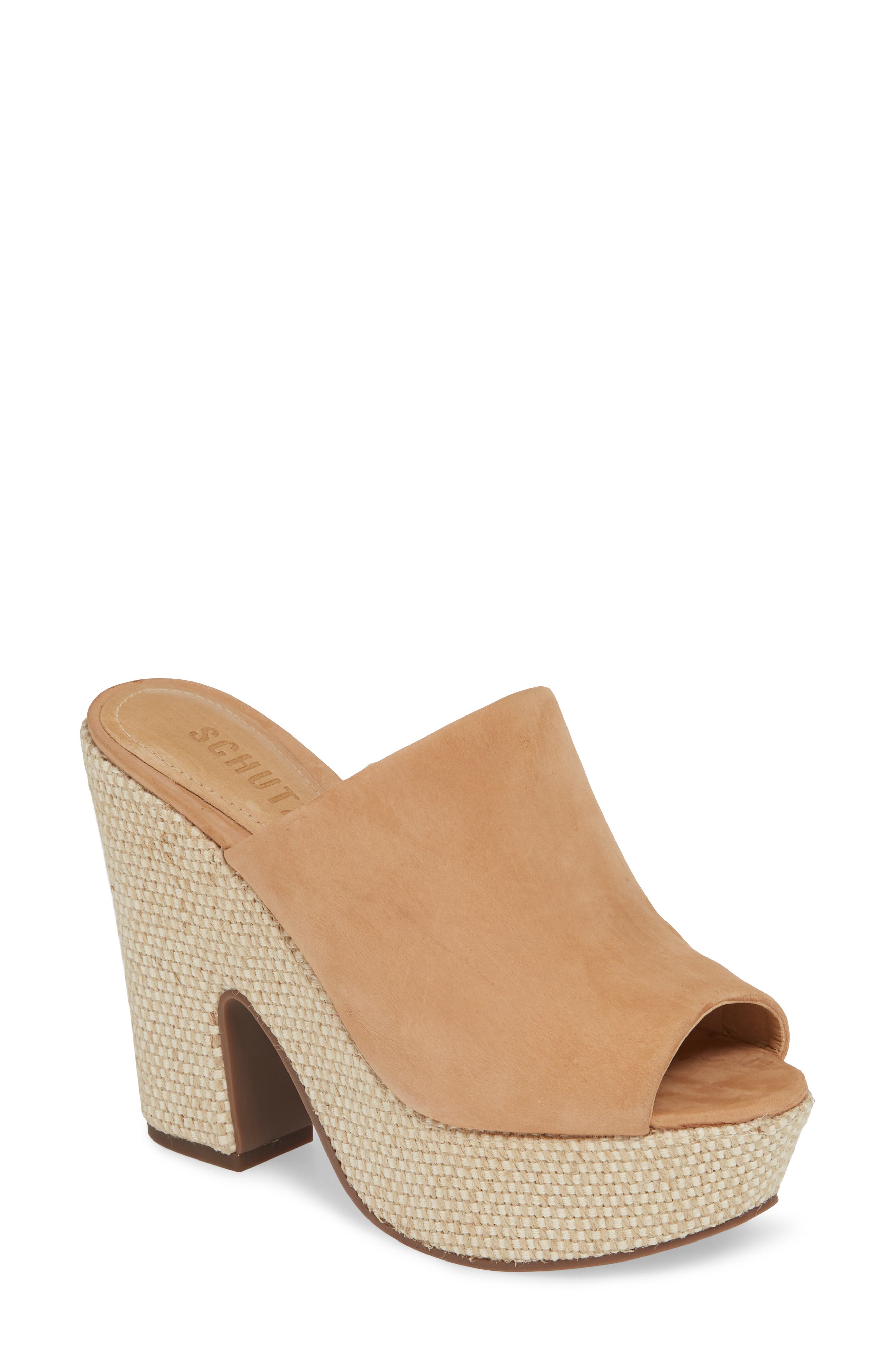 Dandara Platform Slide Sandal, Main, color, HONEY BEIGE NUBUCK LEATHER