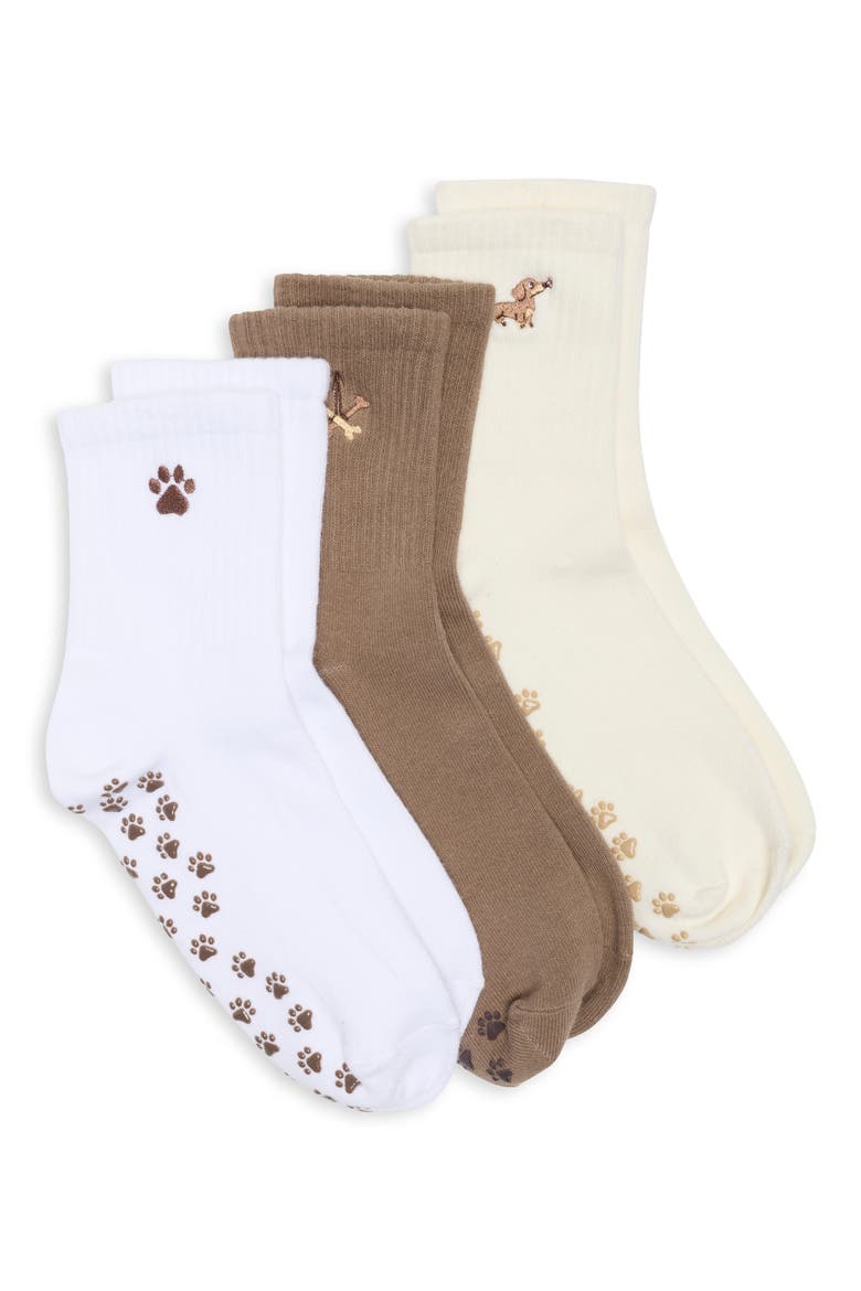 Dachshund Puppy 3-Pack Half Crew Socks, Main, color, BARK STITCH MULTI