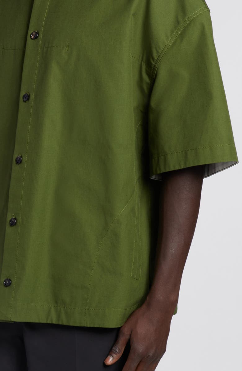 Bottega Veneta Oversize Short Sleeve Button-Up Shirt, Alternate, color, Thyme
