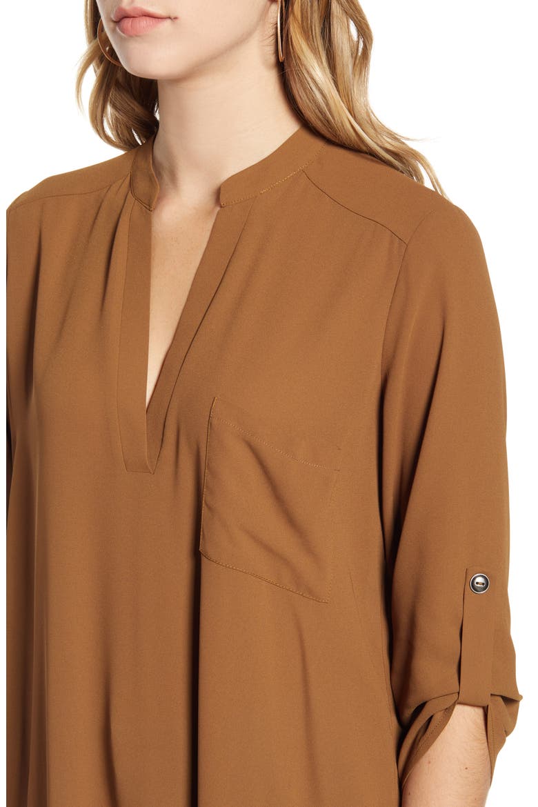 Perfect Henley Tunic, Alternate, color, BROWN