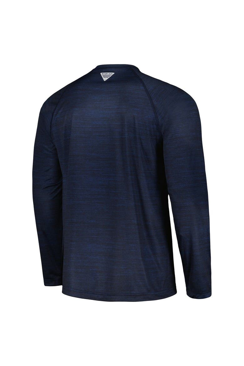 Men's Columbia  Navy Michigan Wolverines PFG Terminal Tackle Omni-Shade Raglan Long Sleeve T-Shirt, Alternate, color, Navy