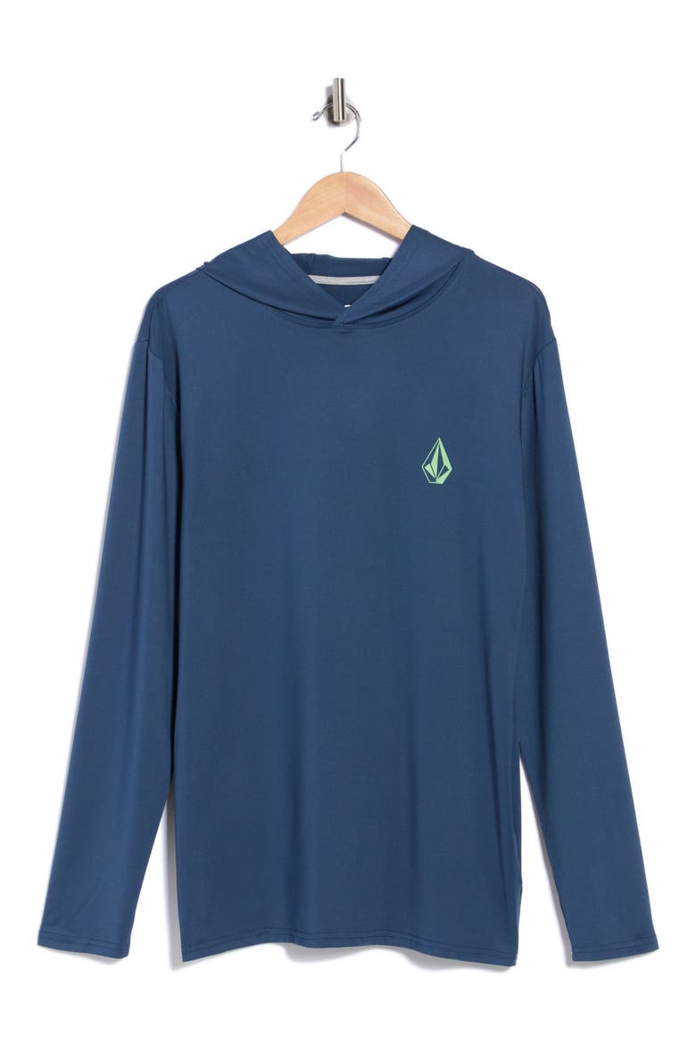 Crawdad Long Sleeve Hooded Performance T-Shirt, Alternate, color, DEEP BLUE