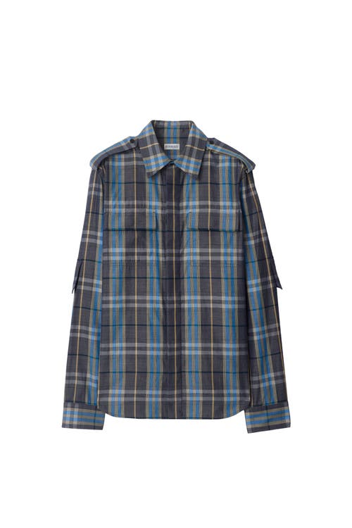 Burberry Regular Fit Check Cotton Shirt In Gray