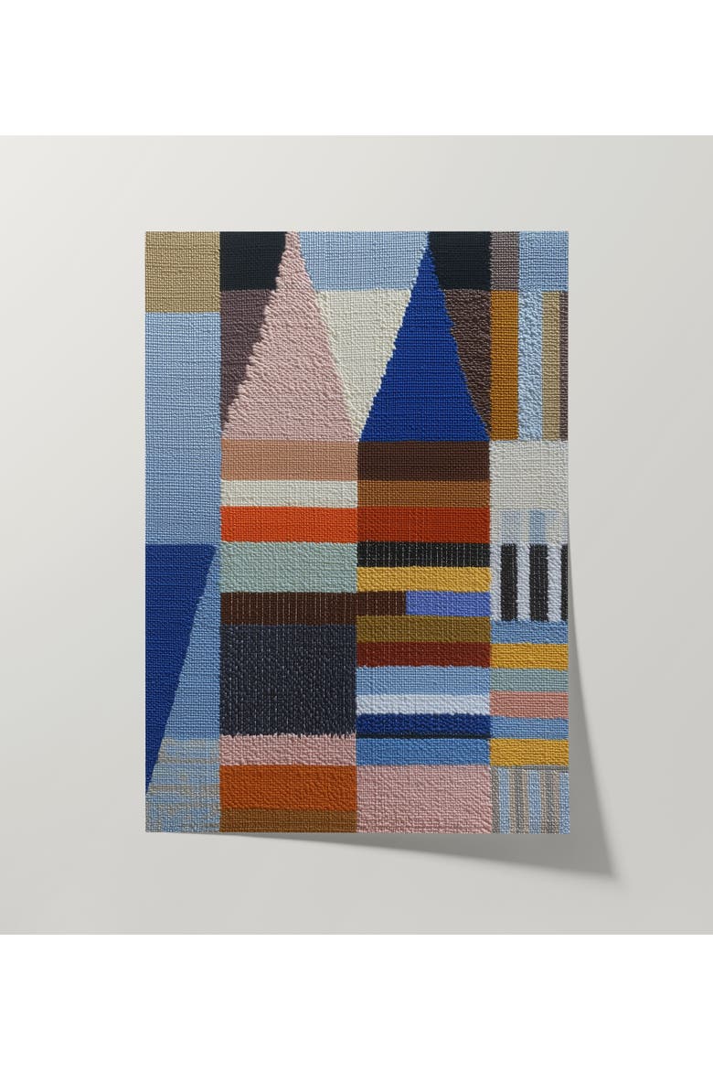 Woven Perspectives No. 04 Geometric Abstract Art Print, Alternate, color, Black Frame - 12x16