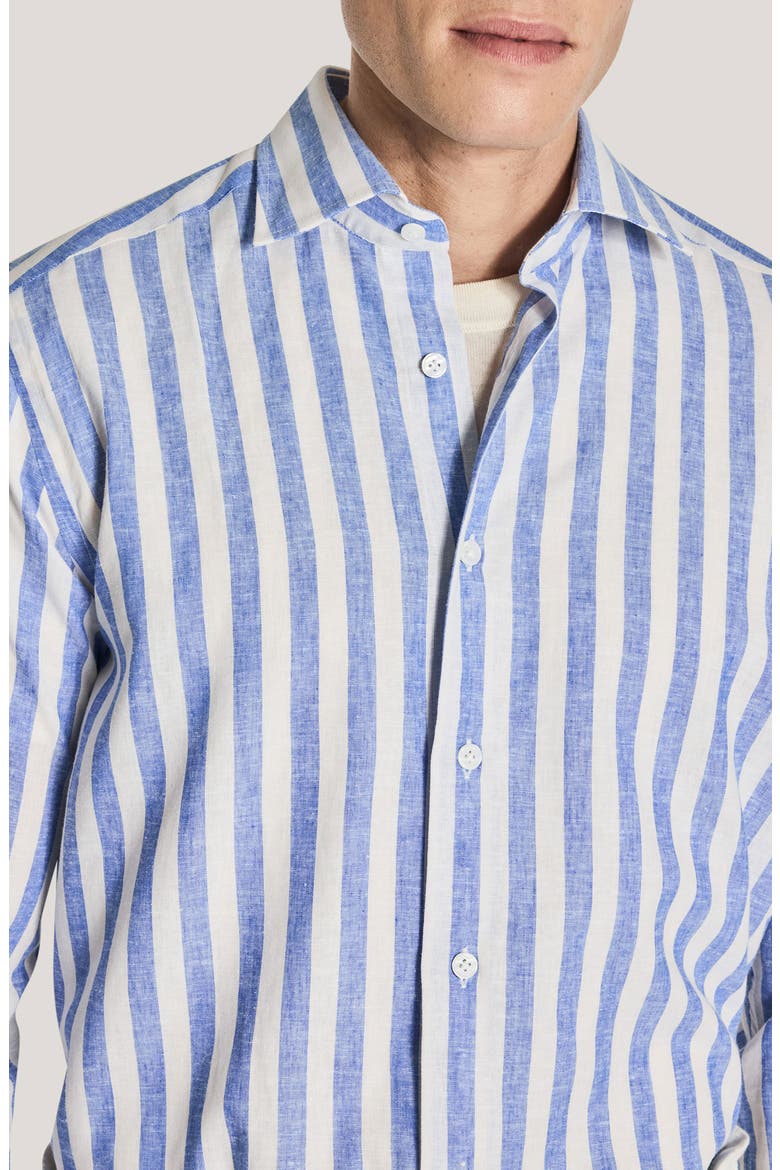 Jacques Linen & Cotton Button-Up Shirt, Alternate, color, BLUE / WHITE