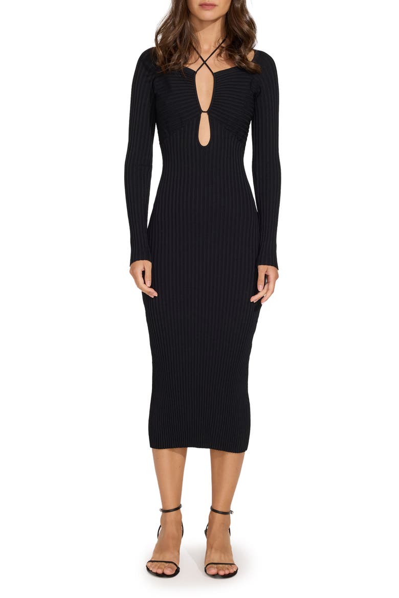 The Lisa Long Sleeve Cutout Dress, Main, color, BLACKOUT