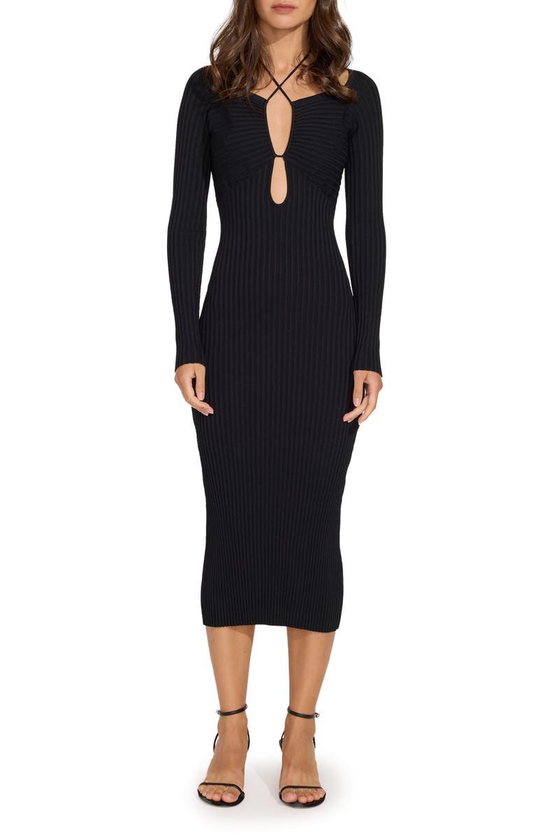 Solid & Striped The Lisa Long Sleeve Cutout Dress, Main, color, Blackout