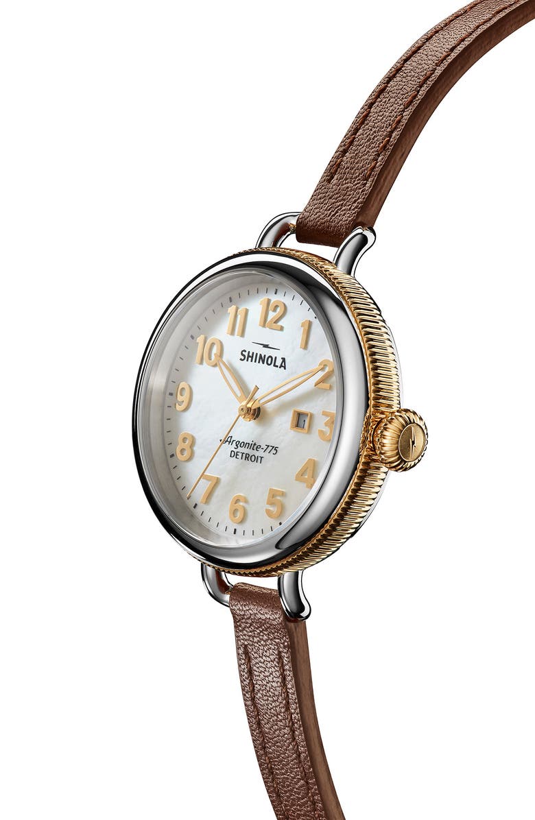 Shinola The Birdy Double Wrap Braided Leather Strap Watch, 34mm, Alternate, color, 