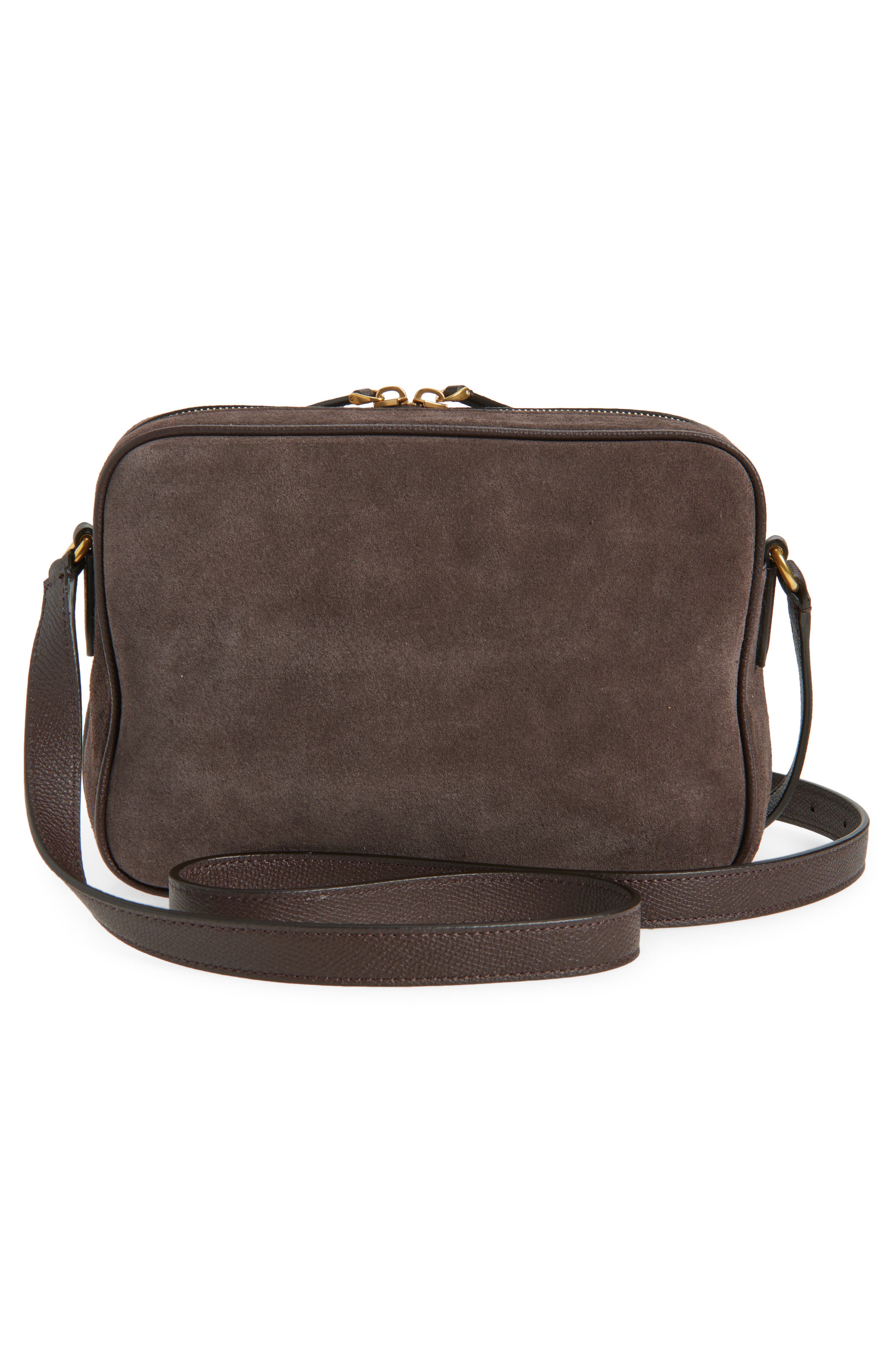 Valentino Antibes Suede Camera Bag, Alternate, color, Brown