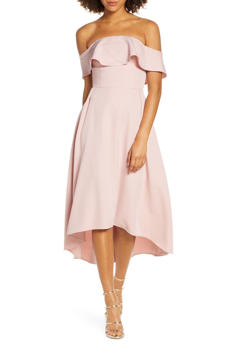 Wanda Off the Shoulder Party Dress, Main, color, MINK