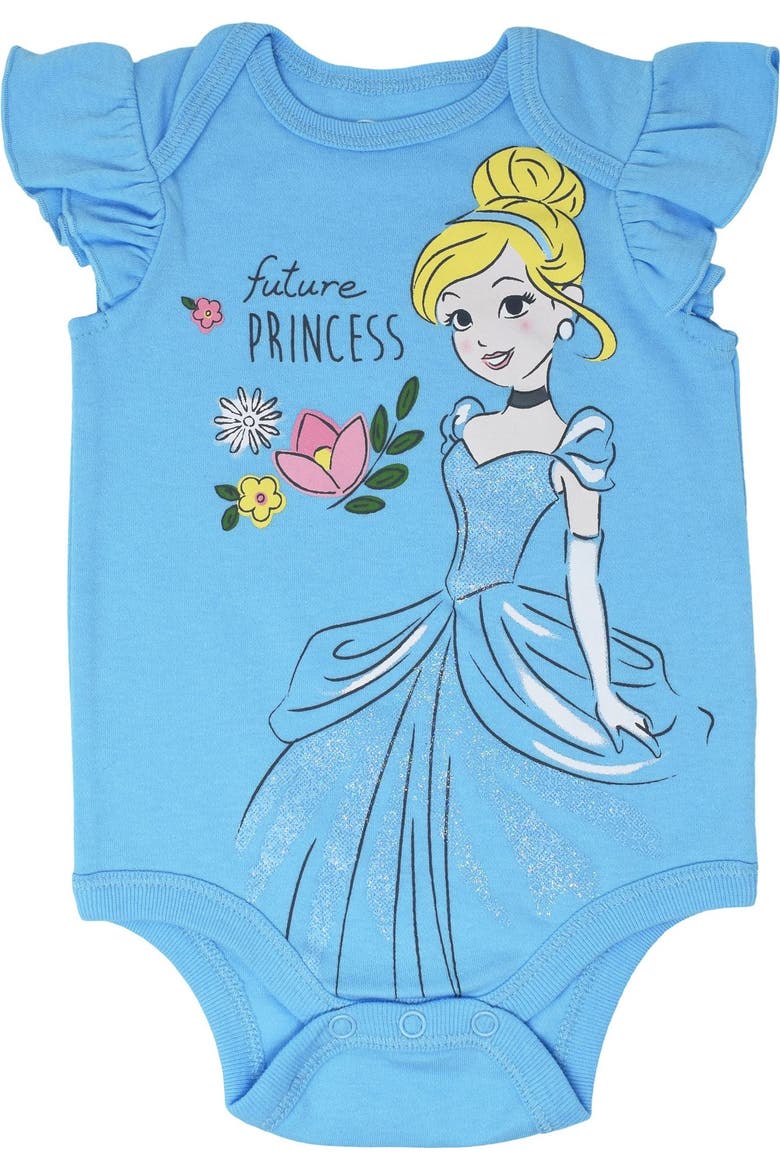 Princess 5-Pack Bodysuits, Alternate, color, Princess Pink Multi