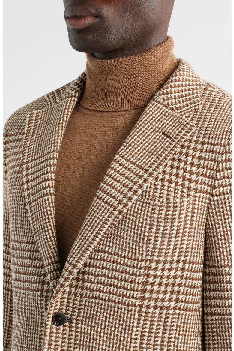 Heston Slim Fit Glen Plaid Wool Sport Coat, Alternate, color, MED BROWN