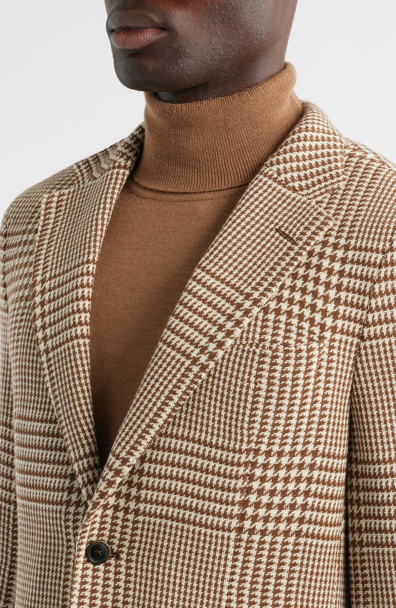 BOSS Heston Slim Fit Glen Plaid Wool Sport Coat, Alternate, color, Med Brown