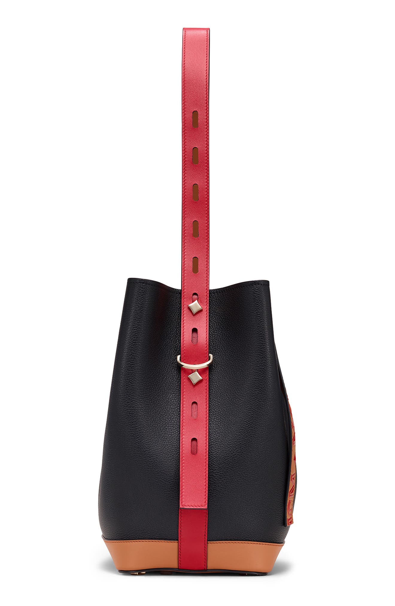 Medium Milano Leather Bucket Bag, Alternate, color, BLACK