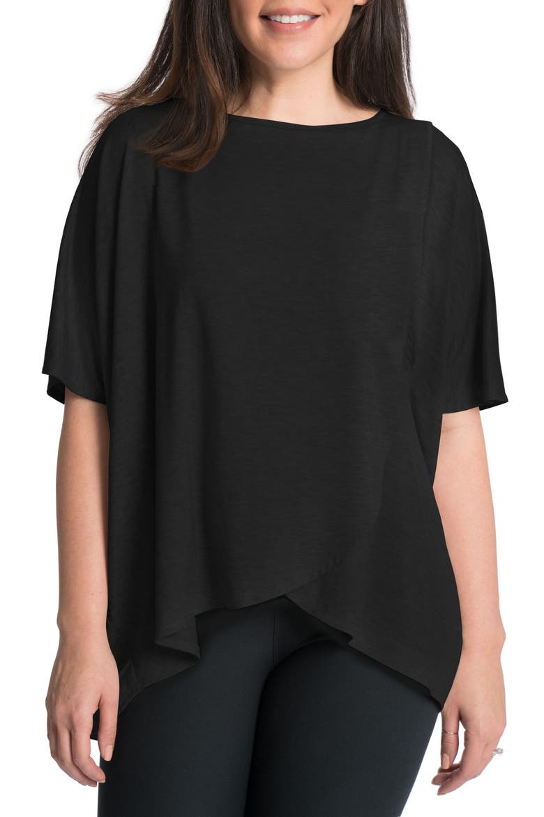 Draped Maternity/Nursing Top, Main, color, BLACK
