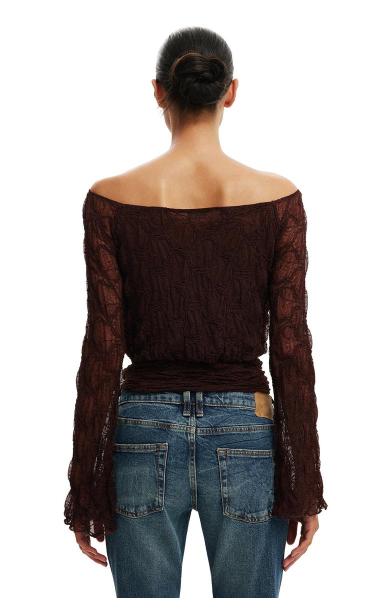 Cotton On Women's Sofia Lace Long Sleeve Top, Alternate, color, Dark Oak