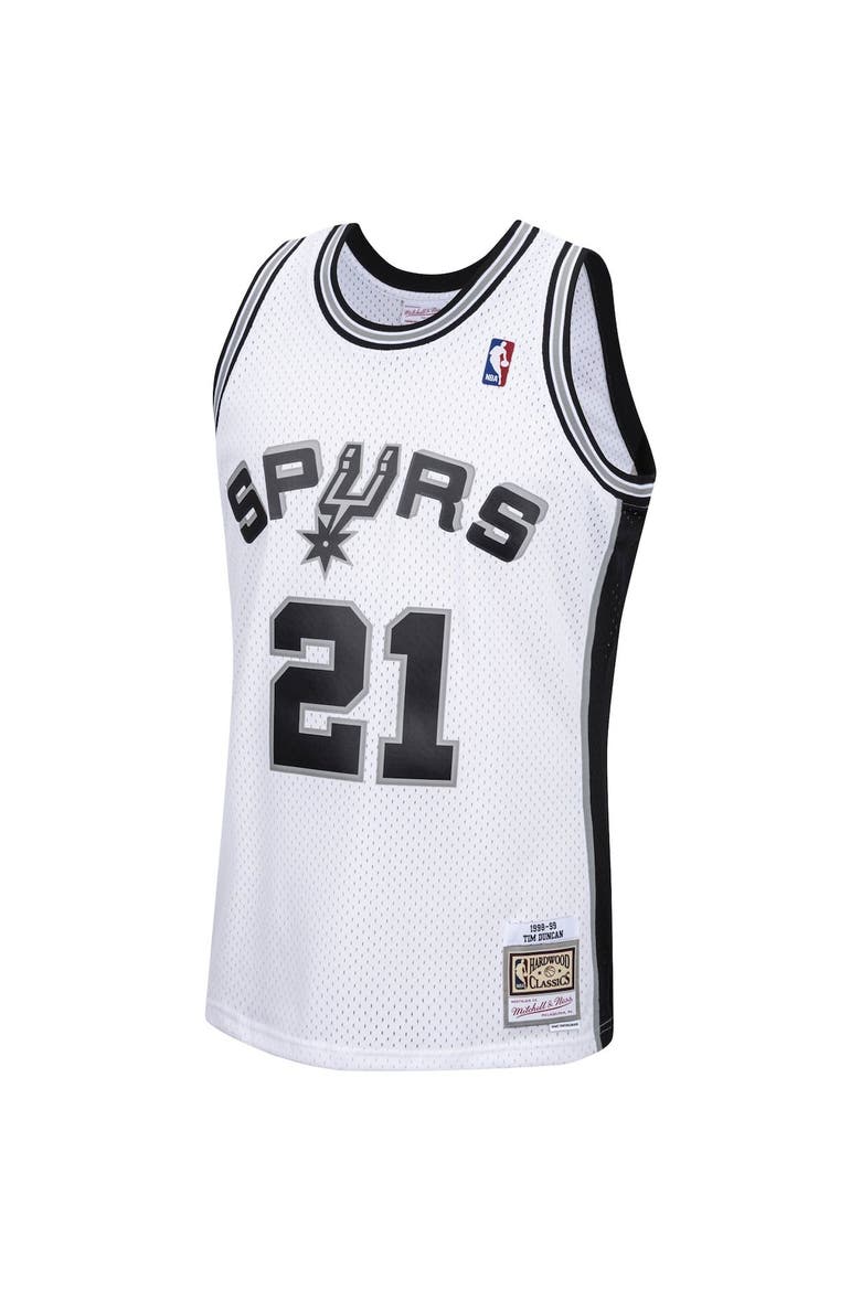 Men's Mitchell & Ness Tim Duncan White San Antonio Spurs Hardwood Classics Swingman Jersey, Alternate, color, White