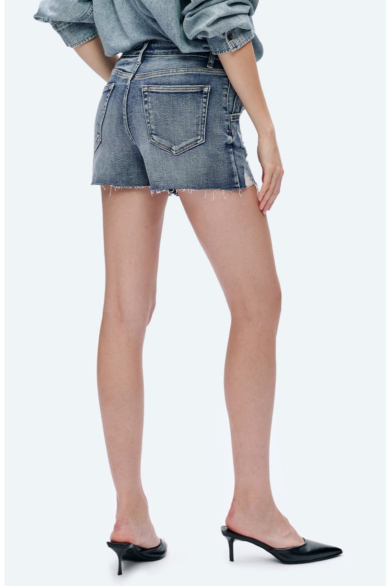 Nova Raw Hem Mid Rise Denim Shorts, Alternate, color, ROCK INDIGO