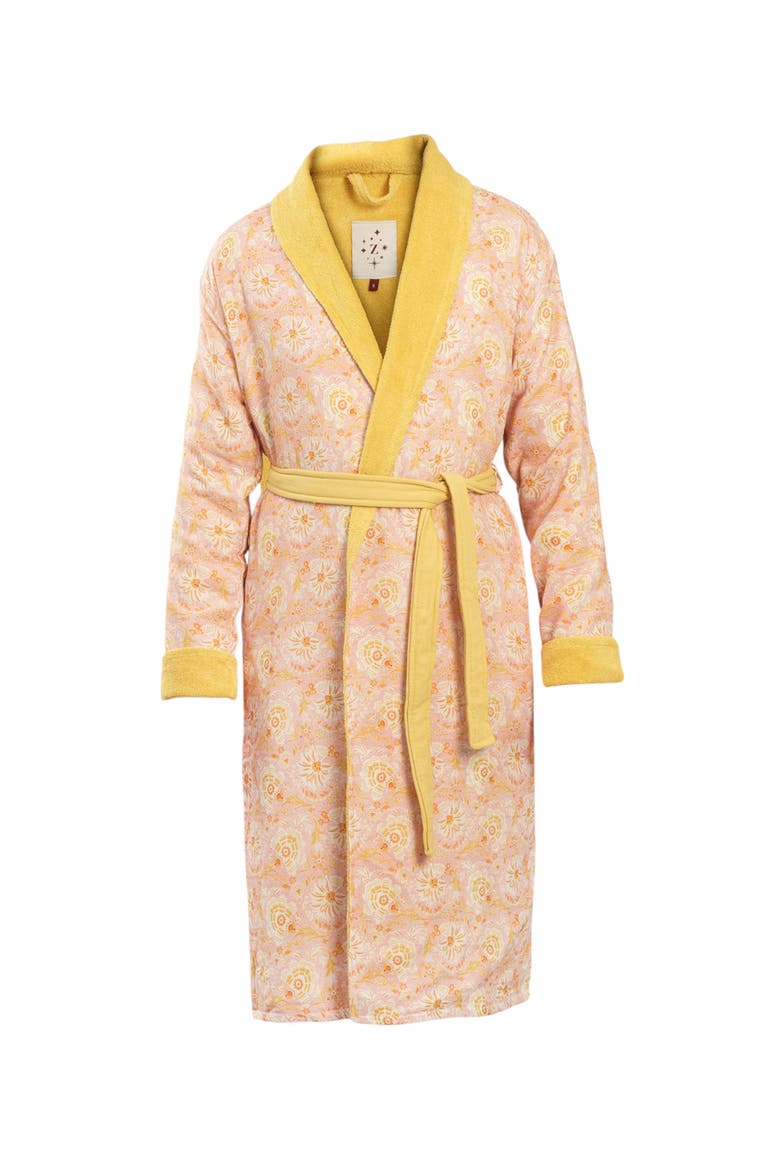 Tabea Shawl Collar Muslin Cotton Bathrobe, Alternate, color, Yellow