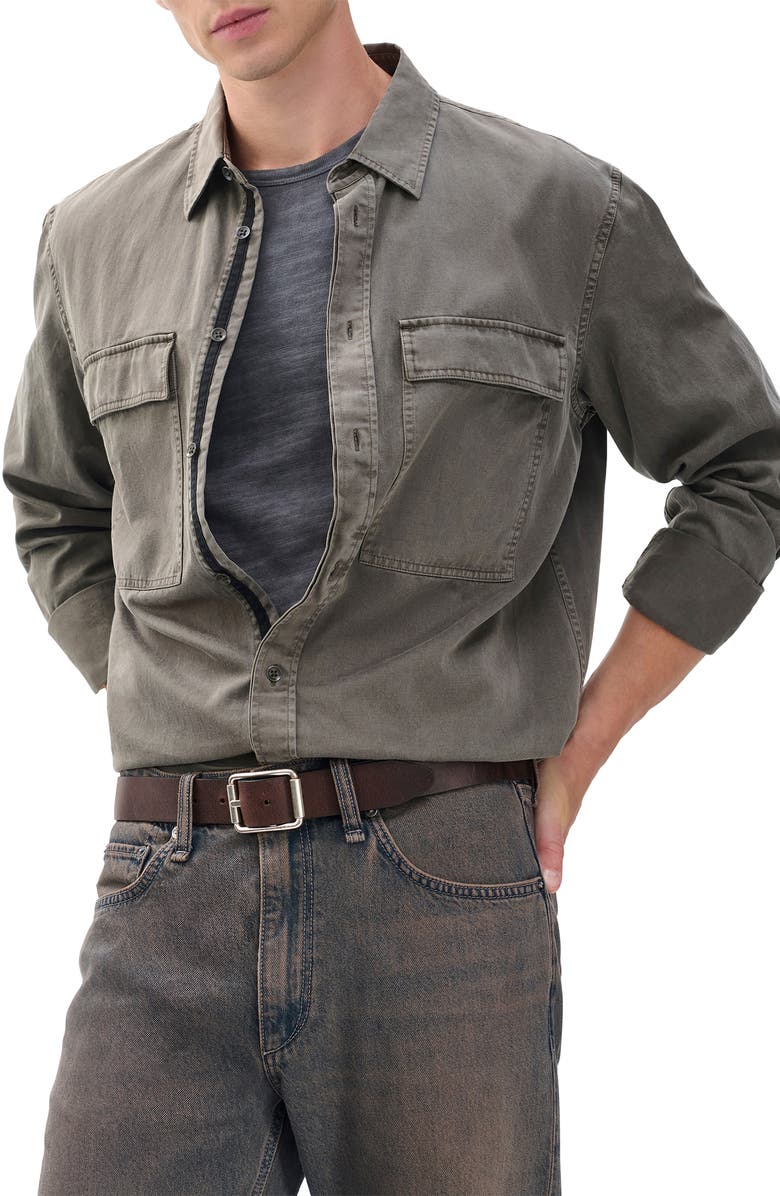 rag & bone Evan Brown Leather Belt, Alternate, color,