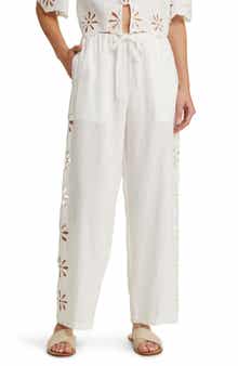 Rails Emmie Eyelet Drawstring Wide Leg Linen Pants