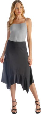 24seven Comfort Apparel Knee Length Elastic Waist Handkerchief Skirt