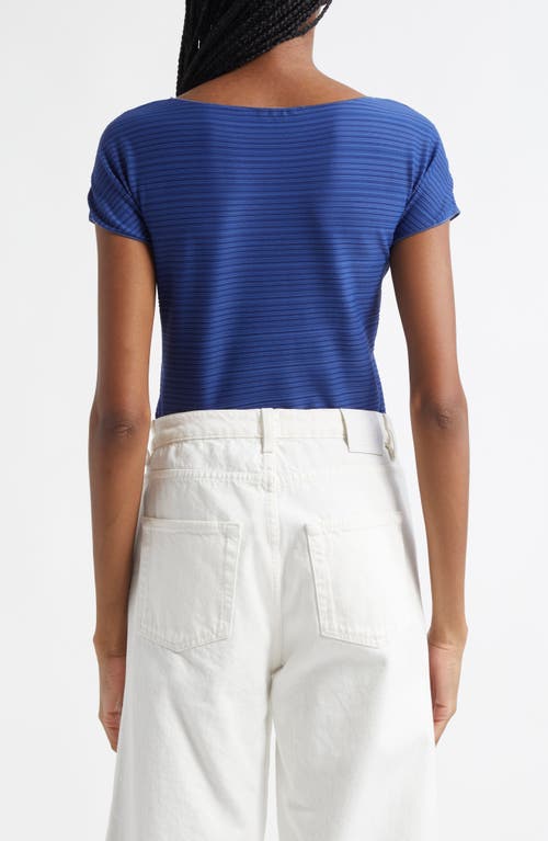 Emporio Armani Striped Scoop-neck Jersey Tee In Cobalt Blue