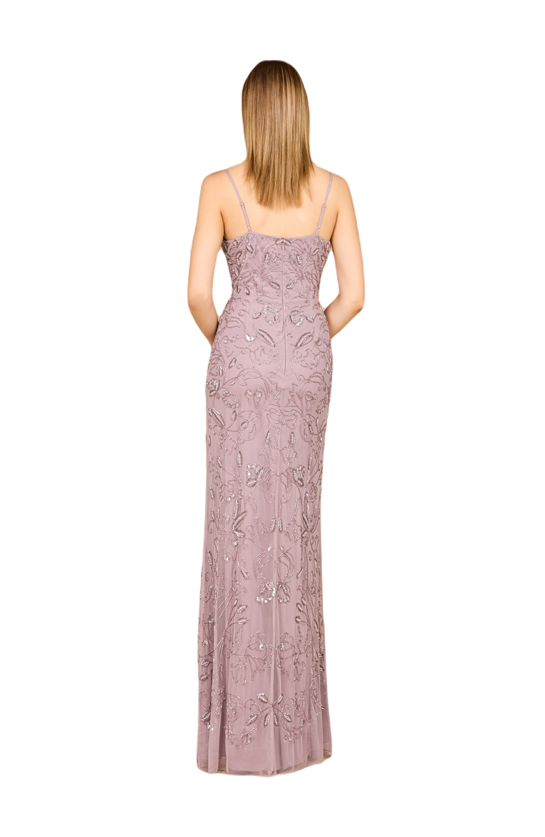 LARA New York Embellished Gown with Slit And Spaghetti Straps, Alternate, color, Dusty Lavender