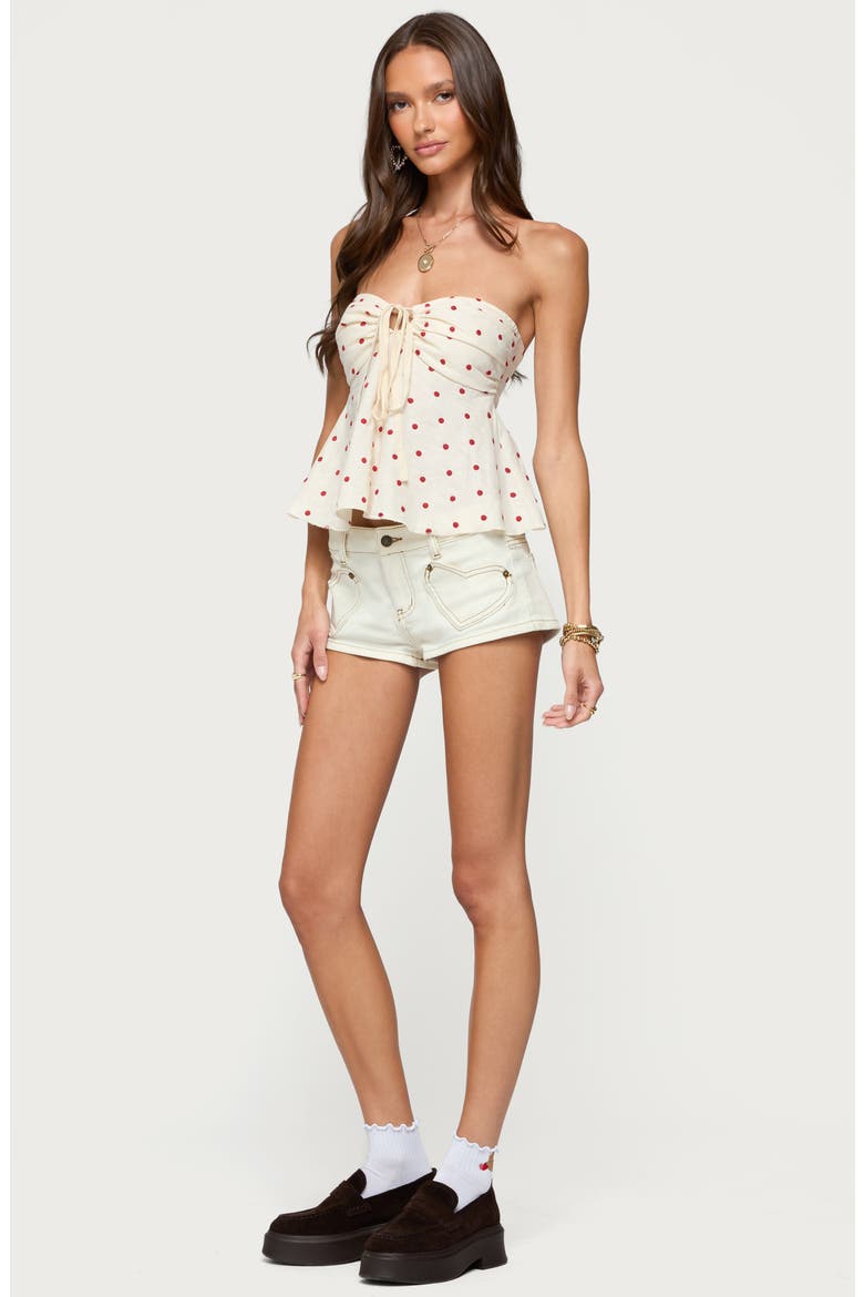 Izzey Dot Strapless Peplum Top, Alternate, color, CREAM