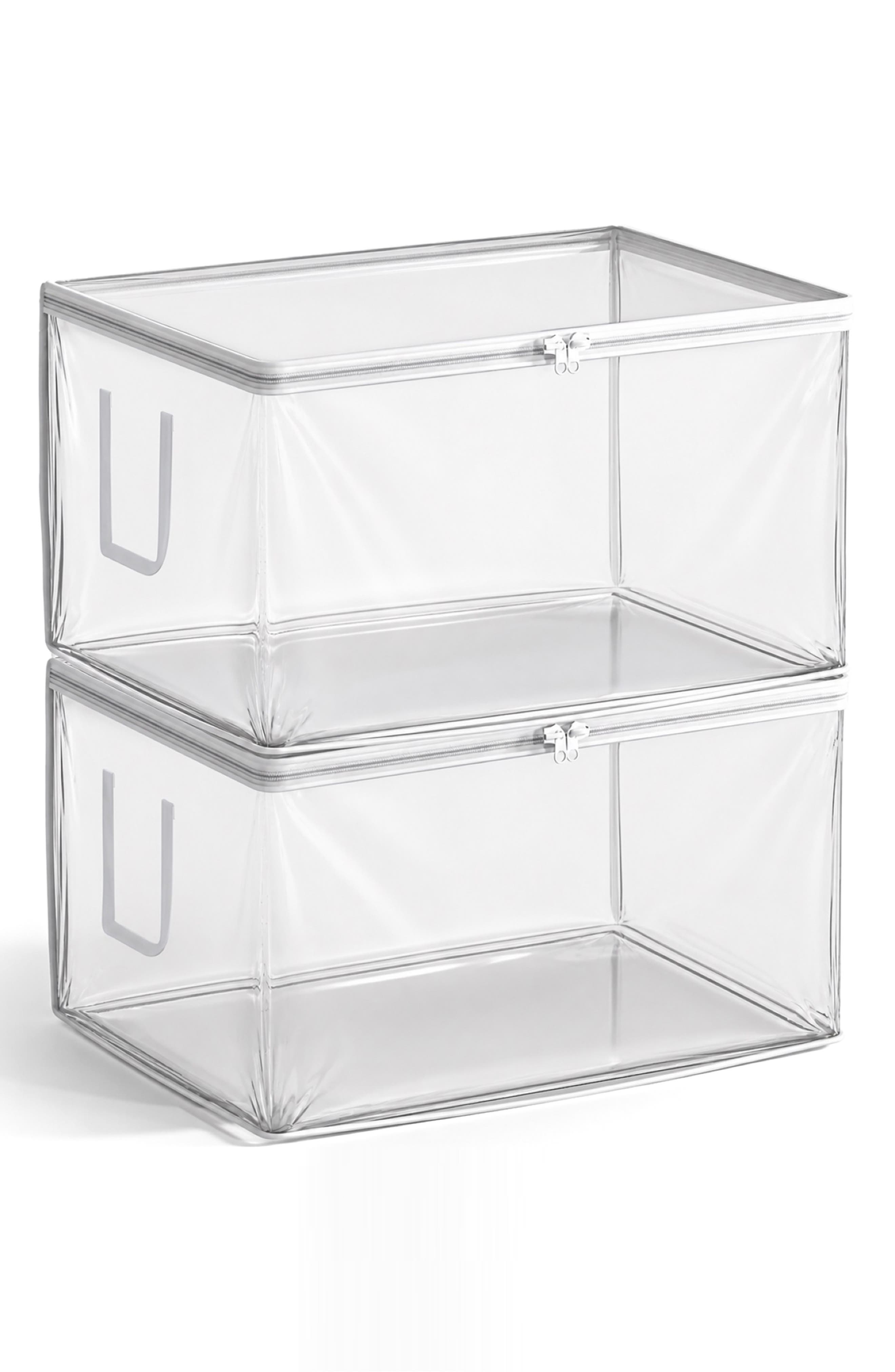 Set of 2 Foldable Clear Storage Bins