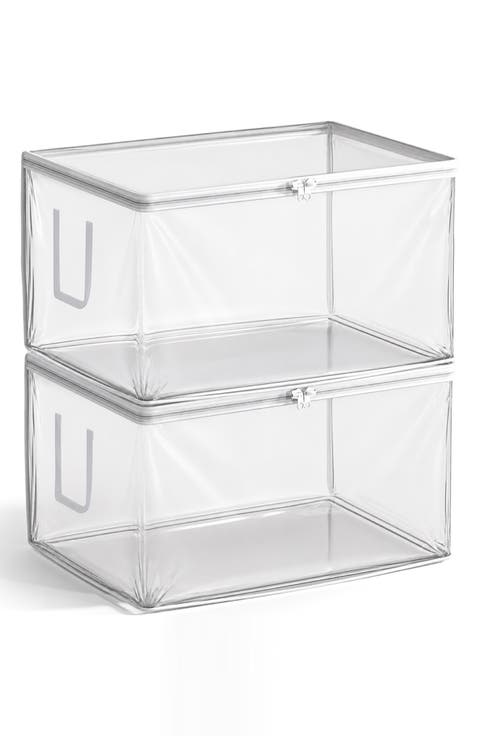 Set of 2 Foldable Clear Storage Bins