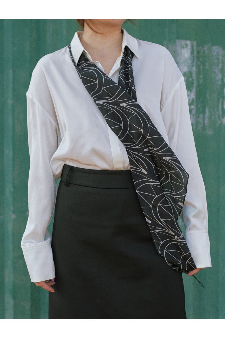"Chrysler" Silk Crepe Neck Scarf, Alternate, color, Empire Black