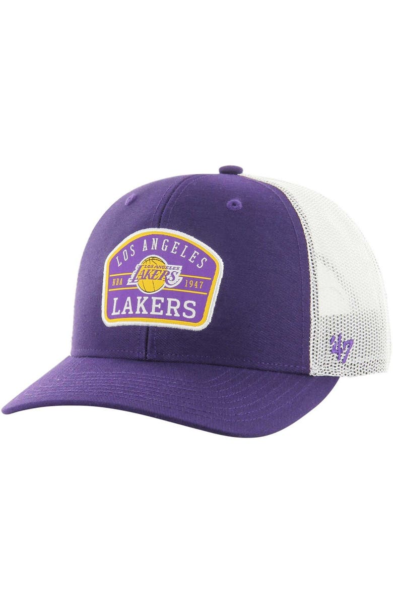 '47 Men's '47 Purple Los Angeles Lakers Semi Patch Trucker Adjustable Hat, Main, color, Purple