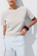 MANGO Lace Trim Short Sleeve Sweater